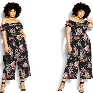 New City Chic Sweet Botanical Wide Leg Floral Jumpsuit Size 22